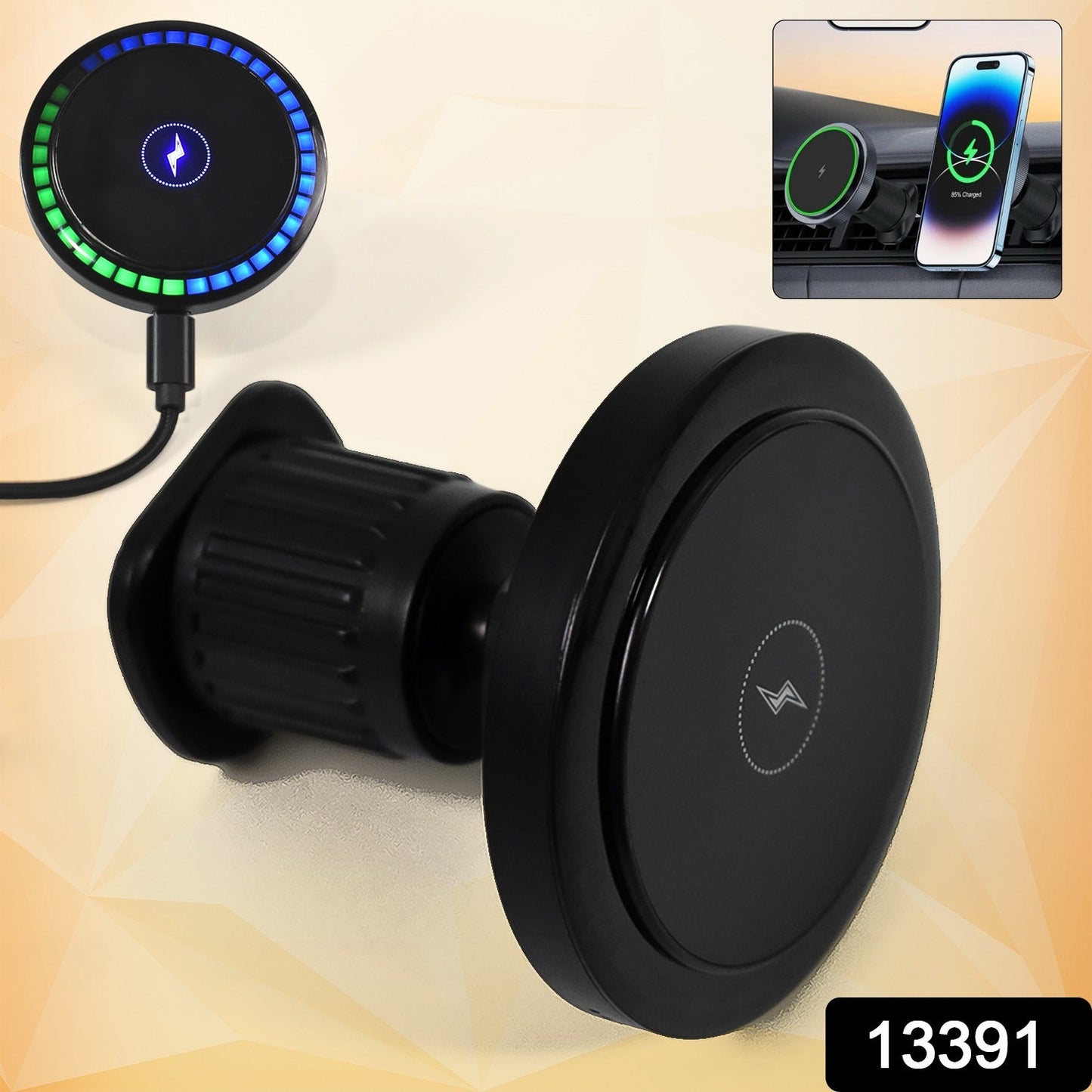 Magnetic Phone Mount Wireless Charger  Music Reactive Lights (1 Set) Wukusy