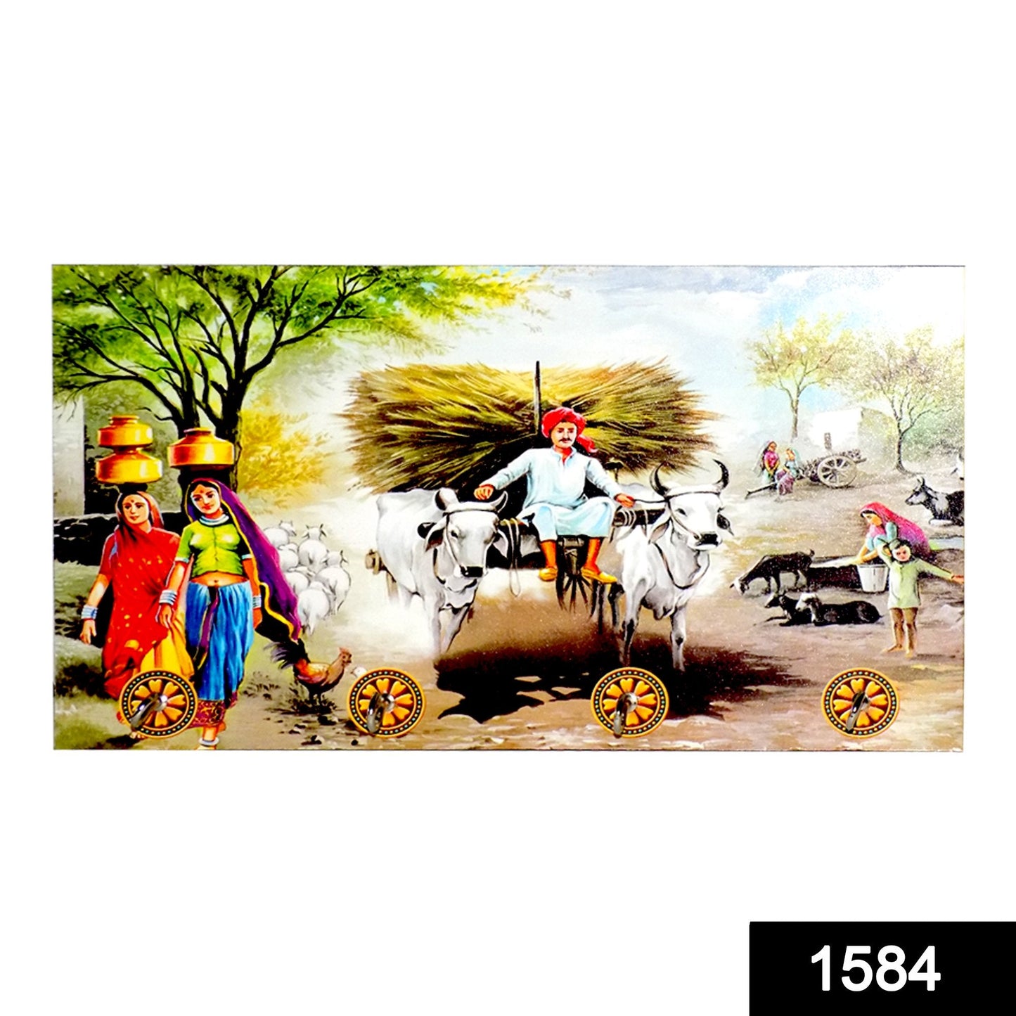 1584 Decorative Wooden Landscape Art With Hooks For Wall Hanging Wukusy