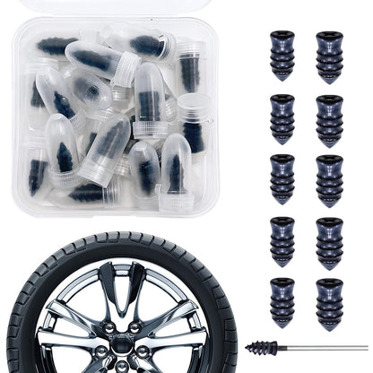 Tire Repair Rubber Nail Car Tire Repair Nails Tire Repair Rubber Screws Black (10 Pcs Set) Wukusy