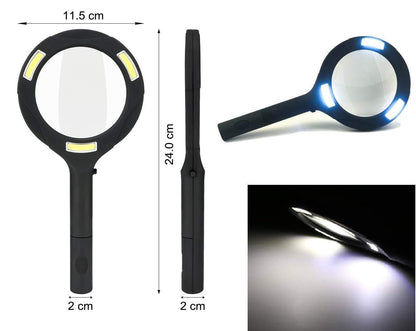 1573 Magnifying Glass With 3 Led Light 3x Power And Rubberized Handle Wukusy