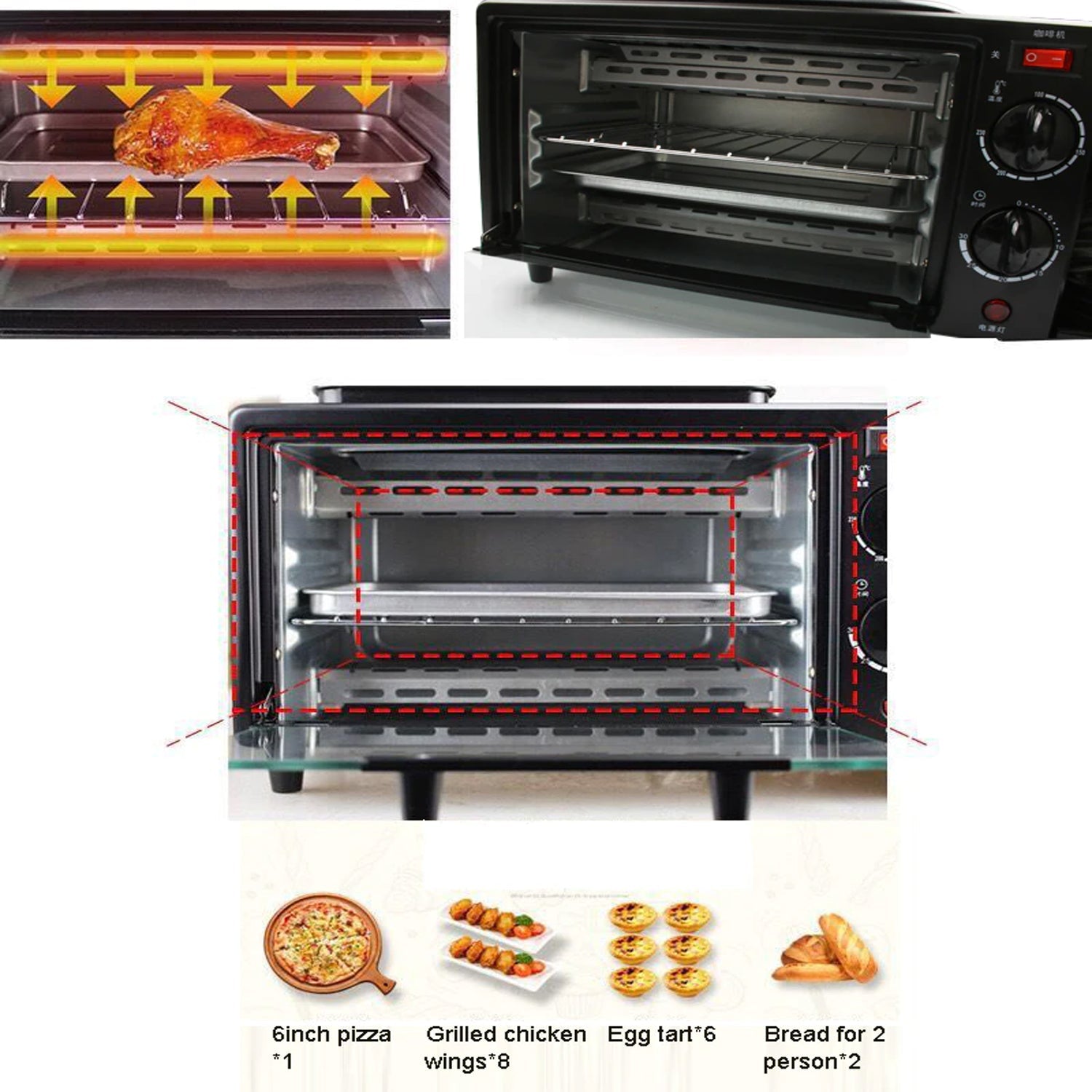 3 In 1 Breakfast Maker Portable Toaster Oven Grill Pan  Coffee Maker Full Breakfast Ready At One Go Wukusy