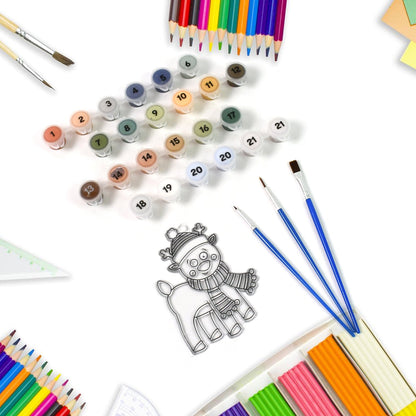 Paint By Number Kits 2 Set 21 Number Color 6 Paint Brushes (2 Set) Wukusy