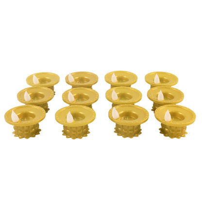 Set Of 12 Water Sensor Led Golden Diyas Wukusy