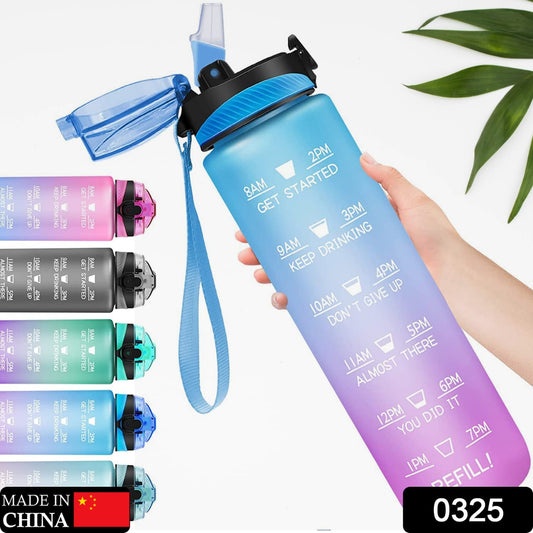 0325 Motivational Water Bottle With Straw  Time Marker Bpa-free Tritan Portable Gym Water Bottle Leakproof Reusable Special Design For Your Sports Activity Hiking Camping Wukusy