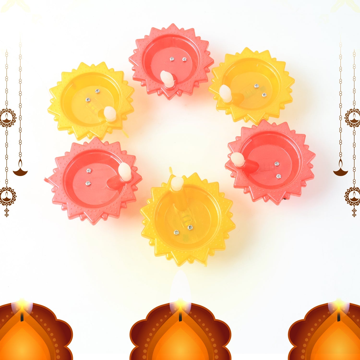 Water Sensor Led Diya Set (6 Pc) Wukusy