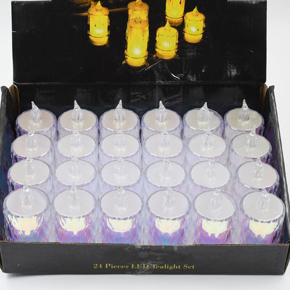 24 Pc Flameless And Smokeless Decorative Melting Candles Led Tea Light Wukusy