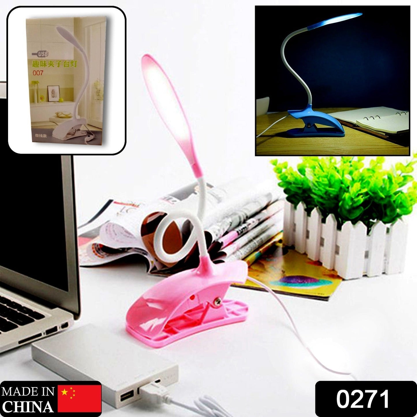 0271 Desk Lamp Adjustable Gooseneck Usb Rechargeable 3 Modes Of Lighting Reading Lamp For Dorm White Study Desk Lamp Suitable For Girls College Bedroom Reading Wukusy