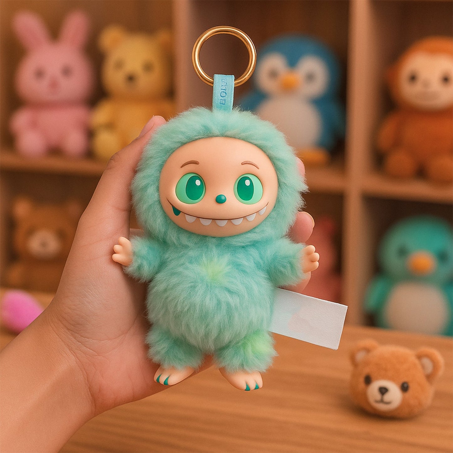 Mint Green Plush Toy Cartoon Keychain With Hook Colorful Animal Mint Green (1 Pc) Wukusy