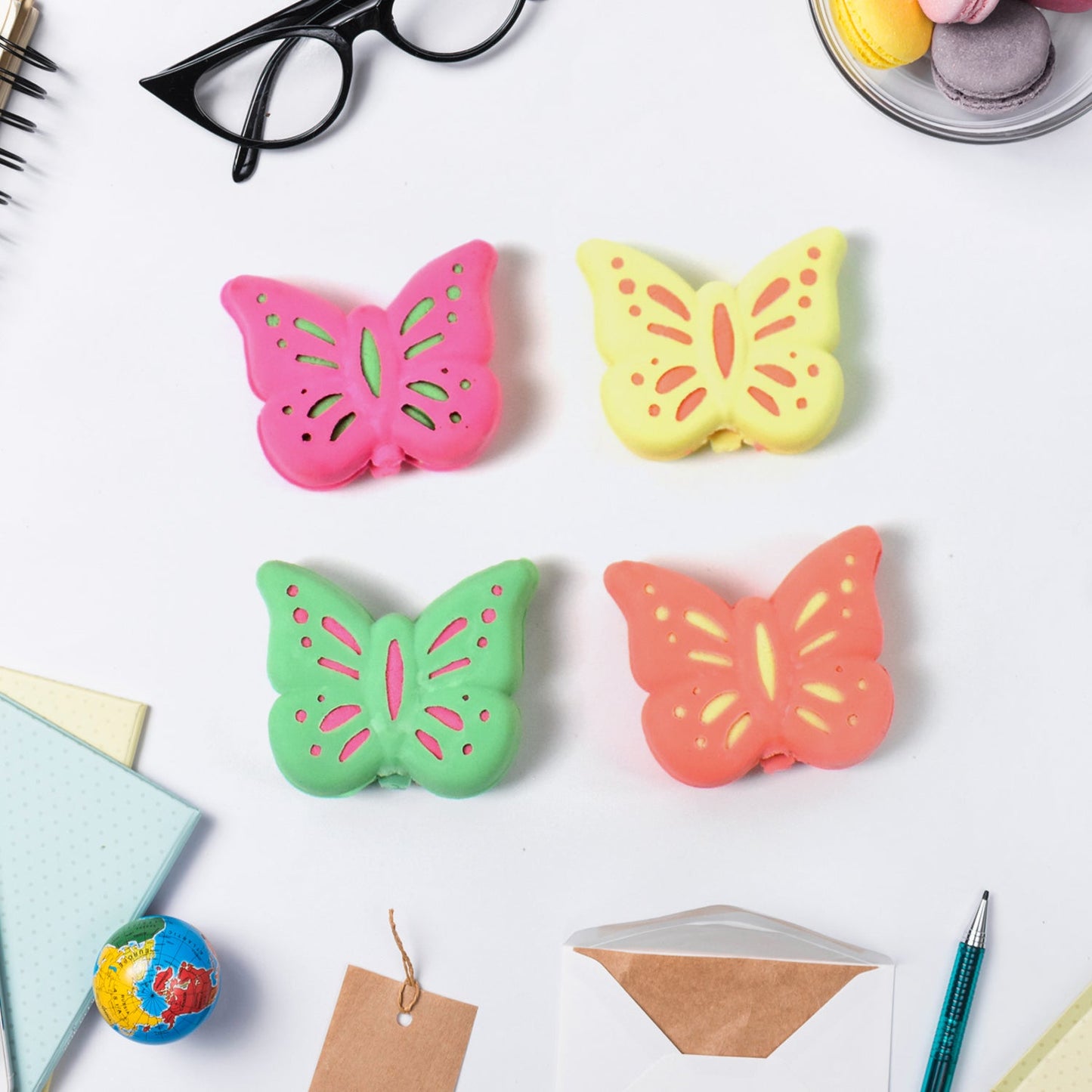 Butterfly Shape Eraser Rubber (1 Pc  Mix Colour  Design) Wukusy