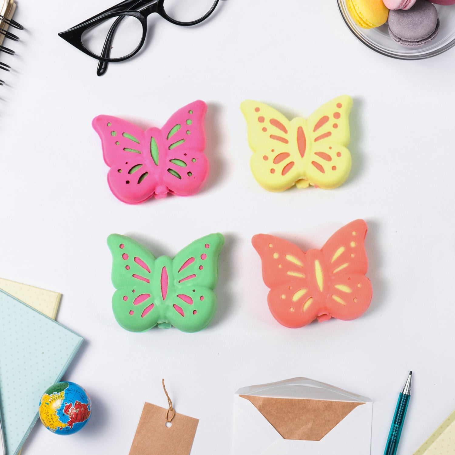 Butterfly Shape Eraser Rubber (1 Pc  Mix Colour  Design) Wukusy