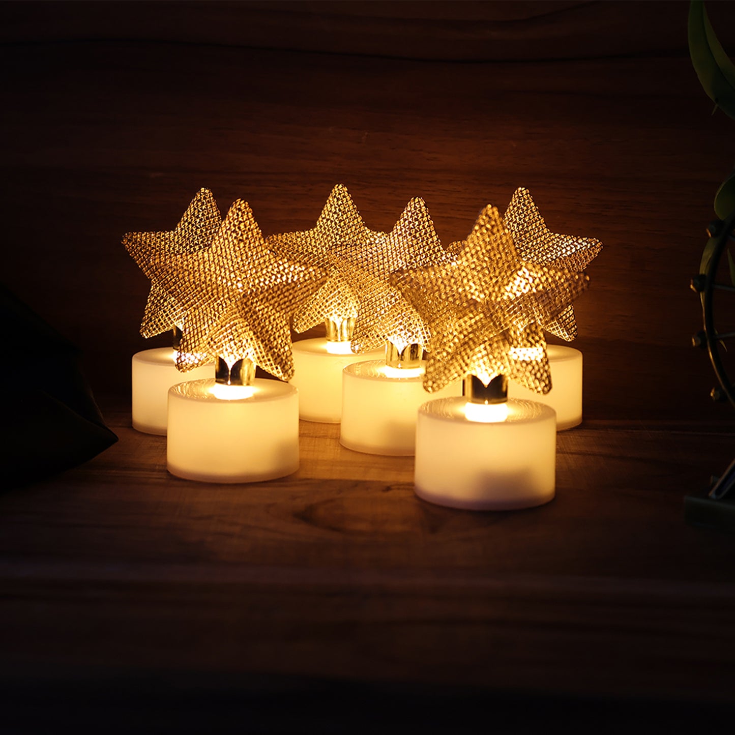 Set Of 6 Decorative Led Star Candles