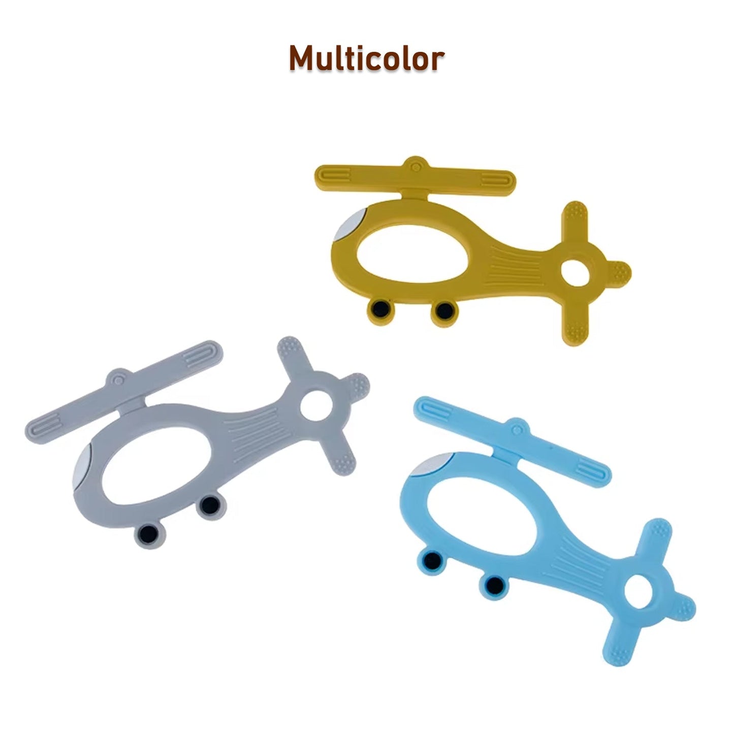 Silicone Helicopter Shape Teether For Baby (1 Pc  Mix Color) Wukusy