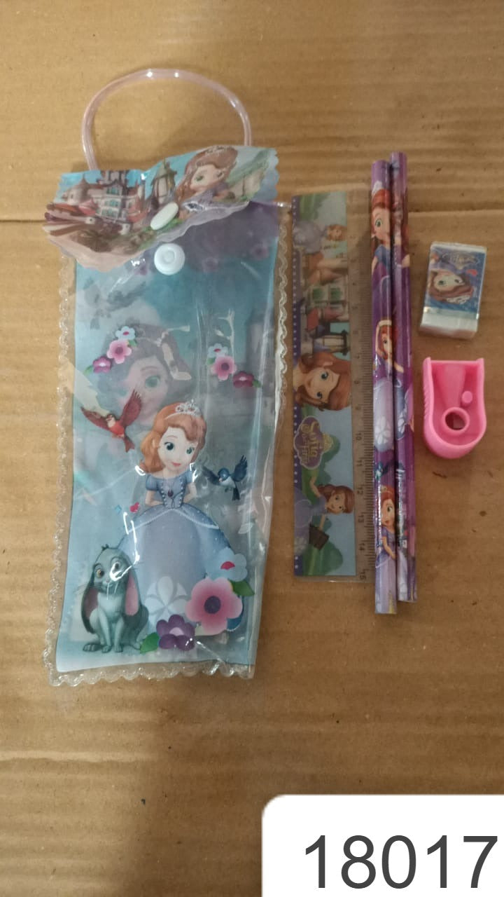 5 In 1 Mix Stationery Gift Set For Kids Stationary Set Including 2 Pencil Ruler Rubber Pencil Sharpener School Office Product Gift (5 Pcs Set) Wukusy