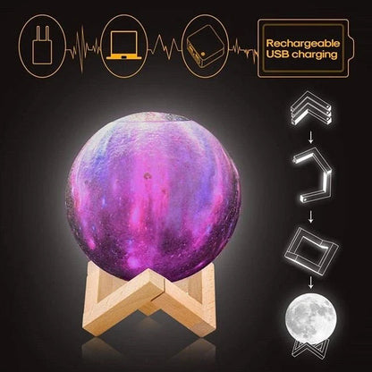 3d 2 In 1 Led Printed Moon Lamp  Aroma Diffuser (1 Pc) Wukusy