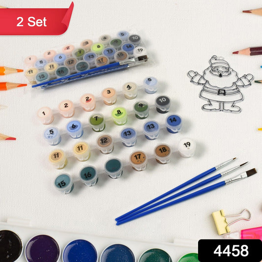 Paint By Number Kits 2 Set 19 Number Color 6 Paint Brushes (2 Set) Wukusy