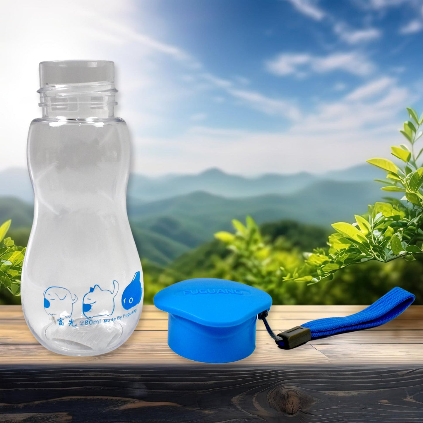 Transparent Travel Portable Water Bottle With Carry Straps (280 Ml  1 Pc) Wukusy
