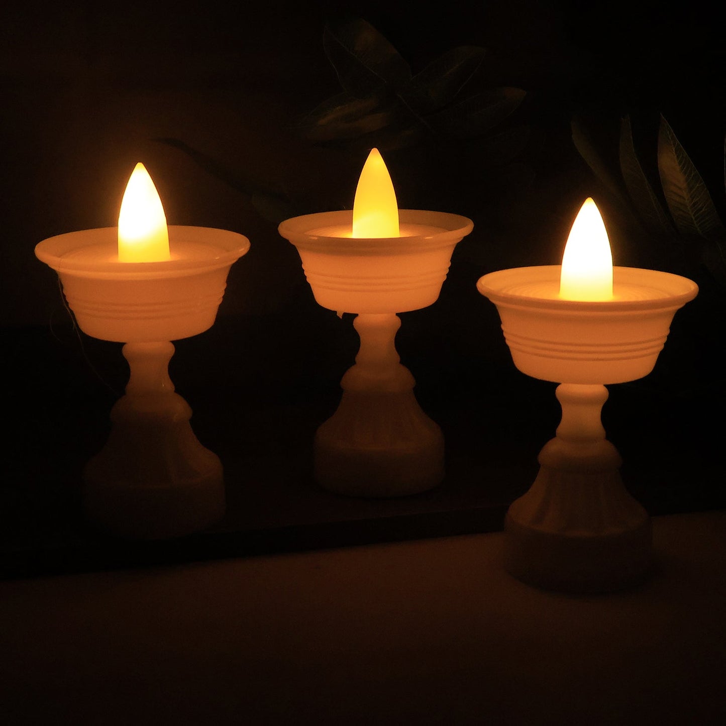 Set Of 12 White Water Sensor Led Diyas Wukusy