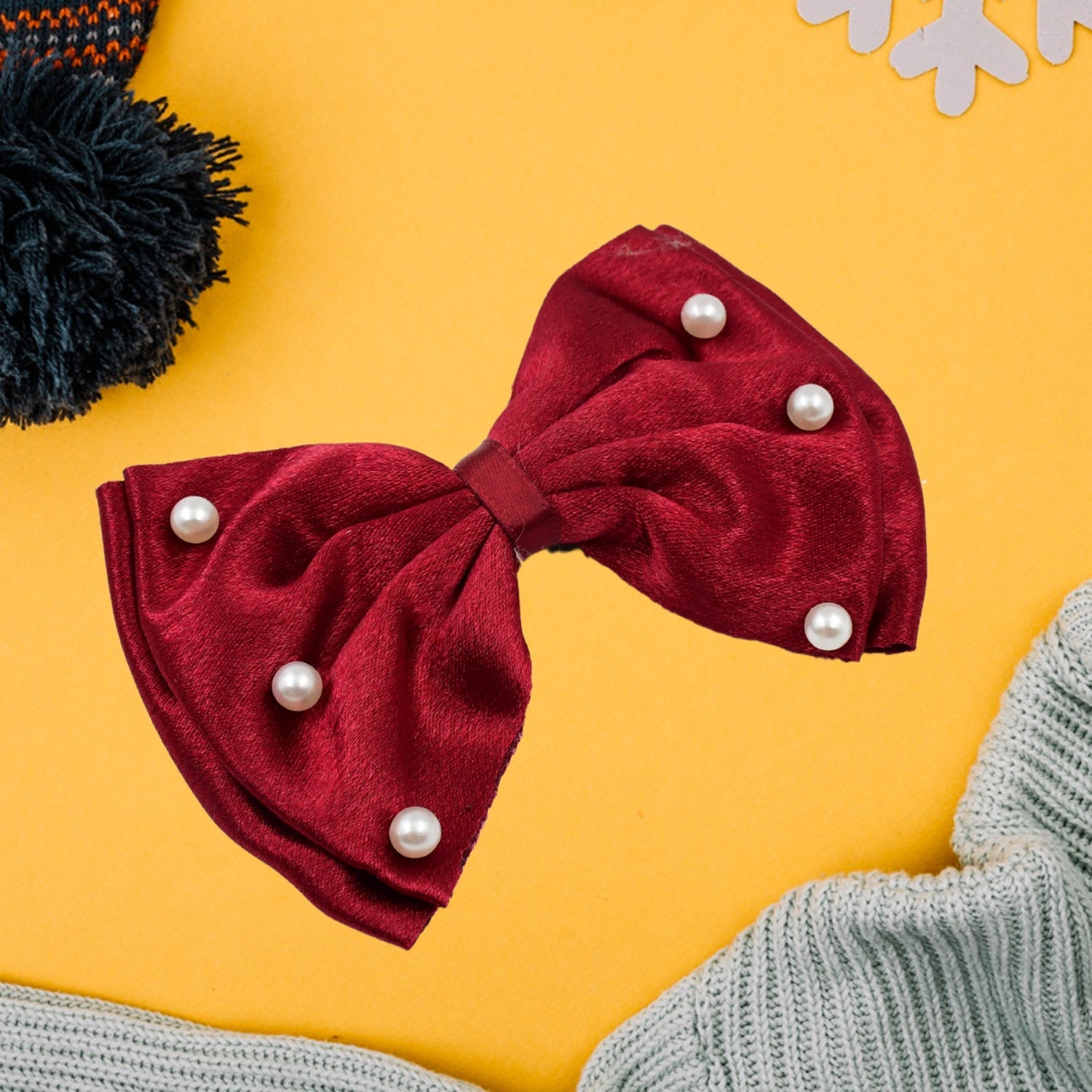 Hair Bow Knot Clip Suitable For Girls (1 Pc  Multicolour) Wukusy