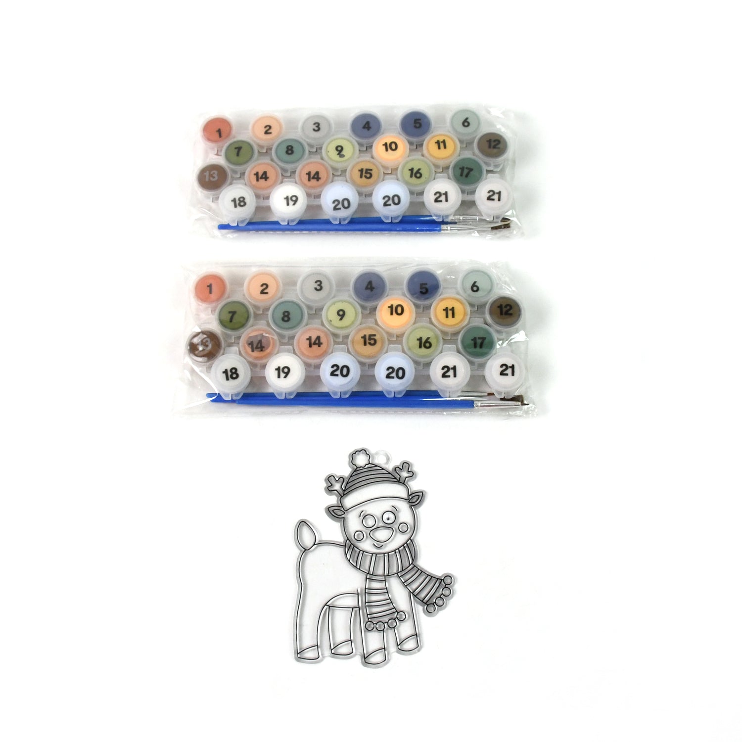 Paint By Number Kits 2 Set 21 Number Color 6 Paint Brushes (2 Set) Wukusy