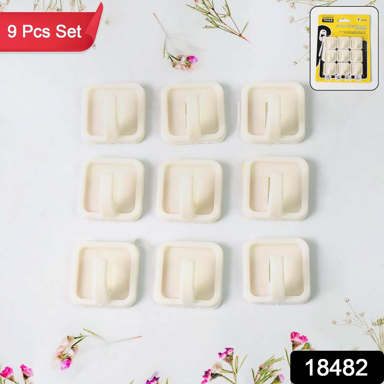 Adhesive Hooks For Wall Hanging Clothes Strong Adhesive Hooks (9 Pcs Set) Wukusy