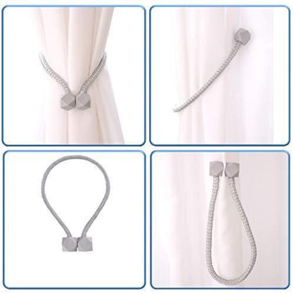 1441 Hexagonal Magnetic Braided Rope Drapery Window Curtains Loop Binding Ties Buckle (2 Pc) Wukusy
