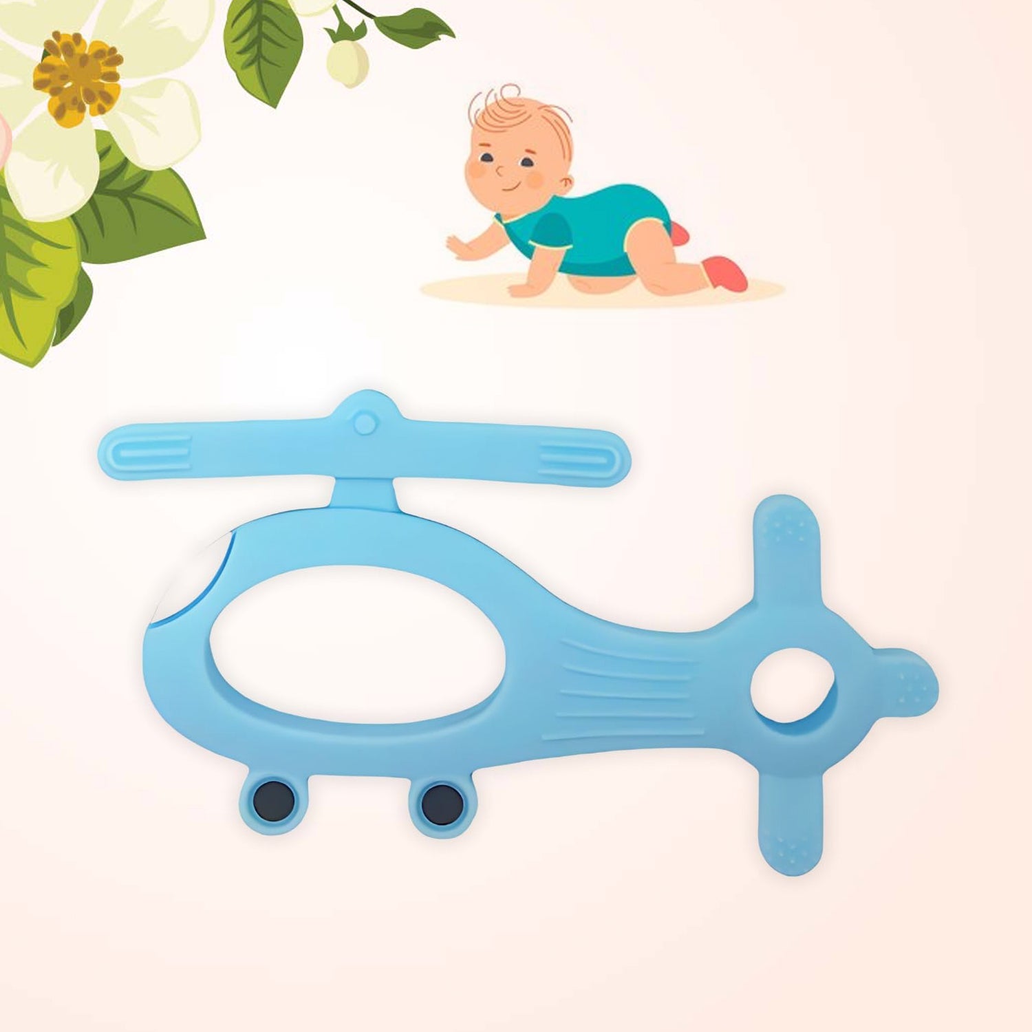 Silicone Helicopter Shape Teether For Baby (1 Pc  Mix Color) Wukusy
