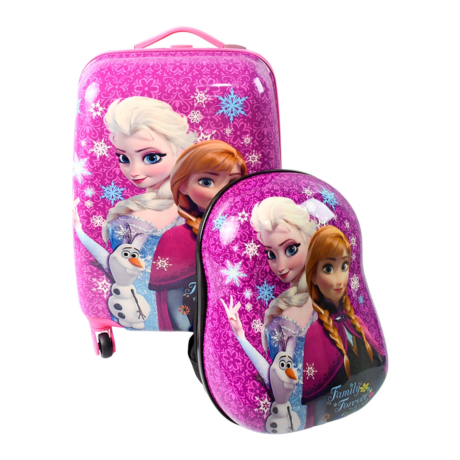 Kids Travel Suitcase With 4 Wheels (2 Pcs Set  1 Big  1 Small Shoulder Bag  Mix Design  Color) Wukusy