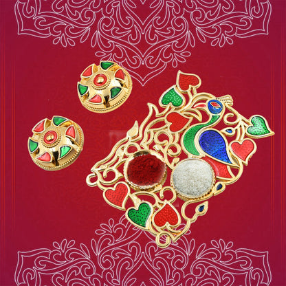 5997 Designer Rakhi Mere Bhaiya With Roli Tikka Peacock Designe Square Plate For Kumkum Thali Holder Pooja Return Gift Brotherbhaibhabhisisterfamily Rakhi For Rakshabandhan Wukusy