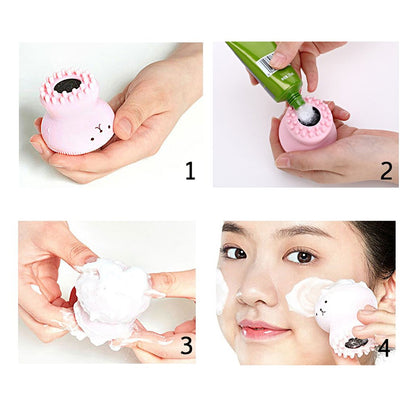 1671 Facial Cleansing Brushes Cute Octopus Shape Silicone Face Scrubber Massager Skincare Tool (1pc) Wukusy