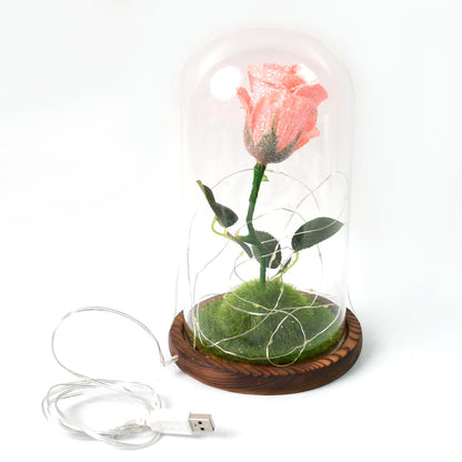 Glass Flower With Led Light Great Gift (1 Set) Wukusy