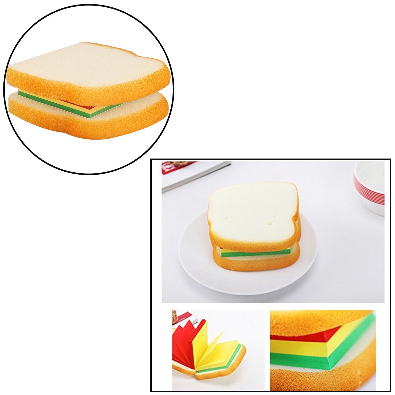8072 Sandwich Shaped Notepad  Sticky Notes  Memo Pads Unique Mini Notes (Multicolor) Wukusy
