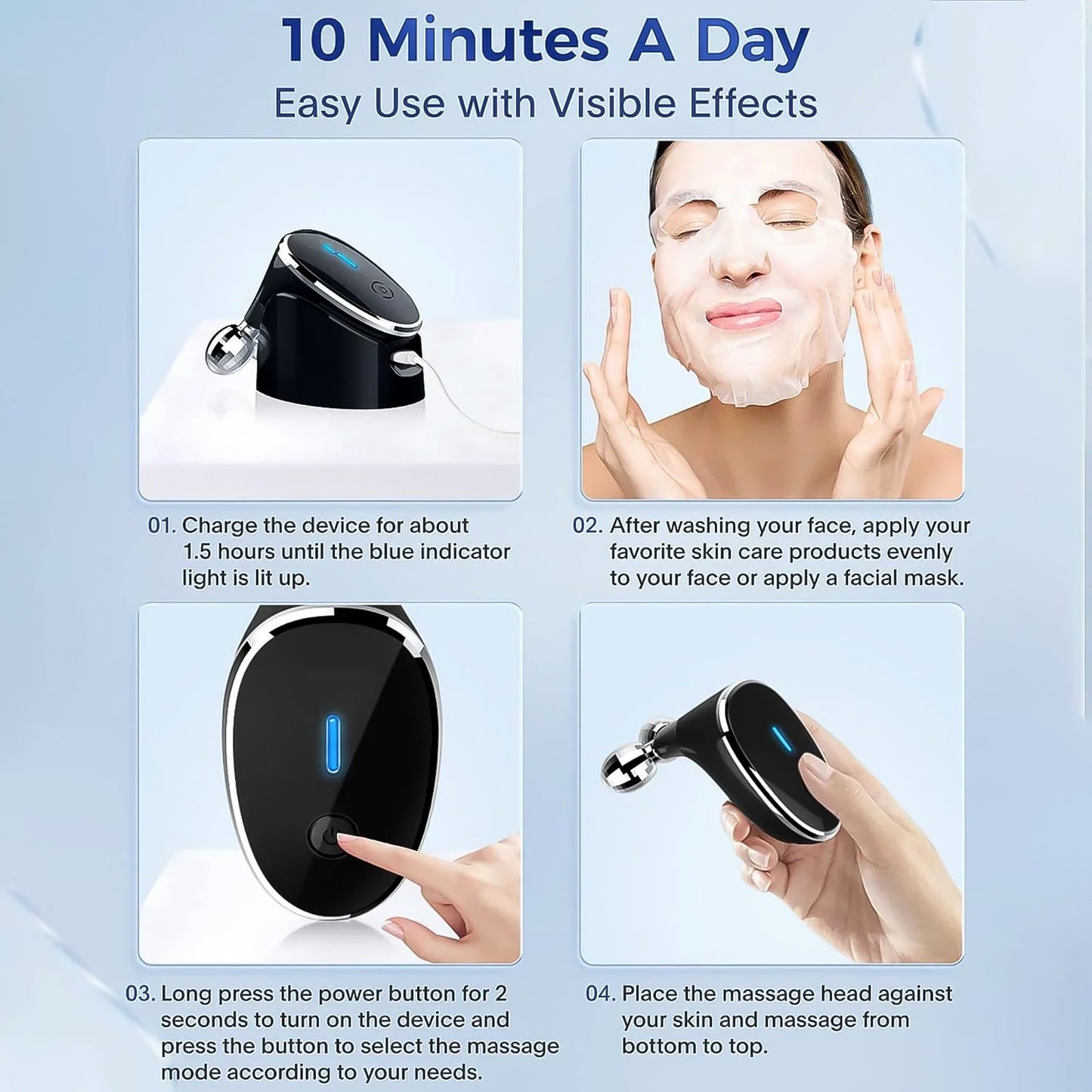 Microcurrent- Facial- Device Micro Current Face Massager Roller (1 Pc) Wukusy