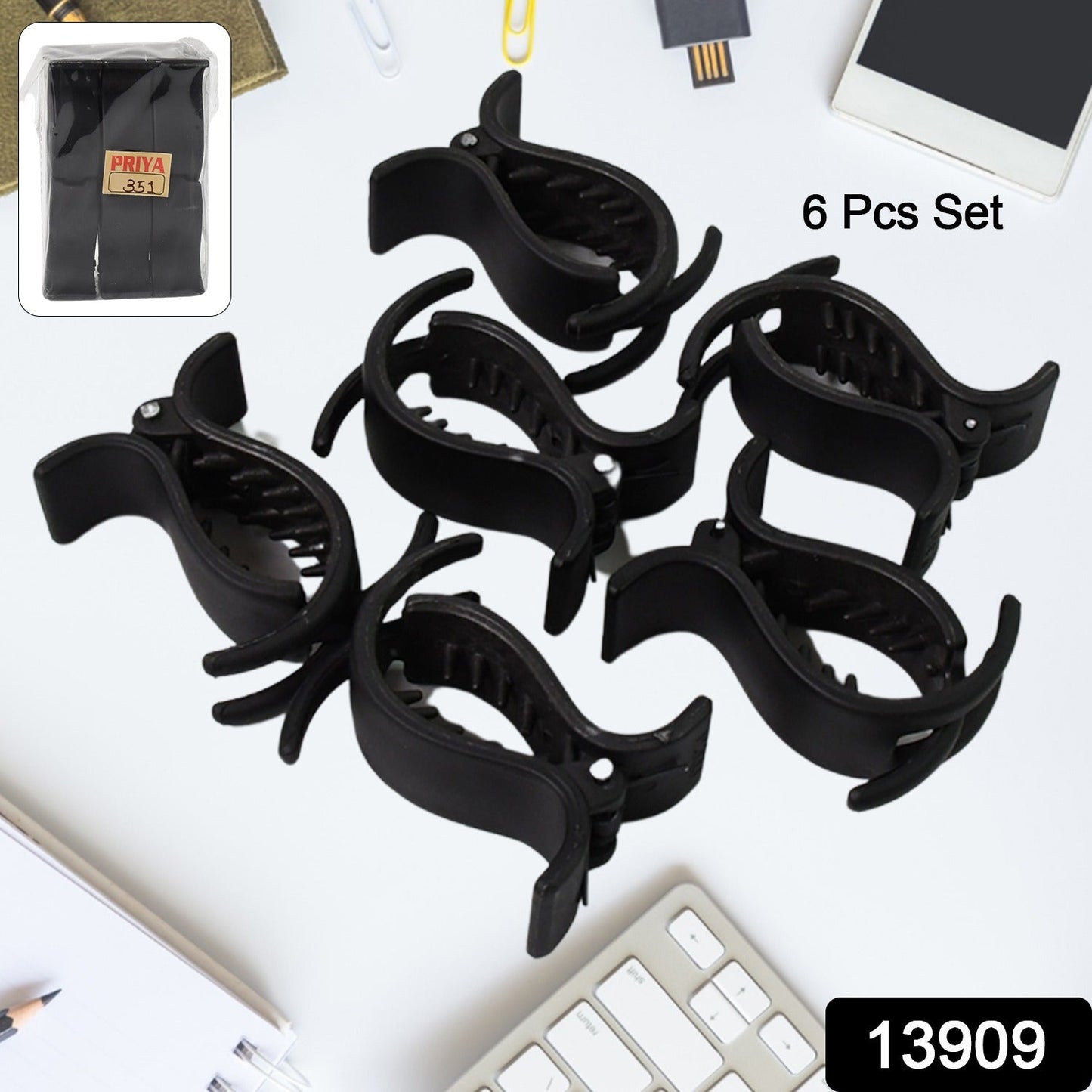 Big Hair Clips For Girls Kids Hair Accessories (6 Pcs Set  Black) Wukusy