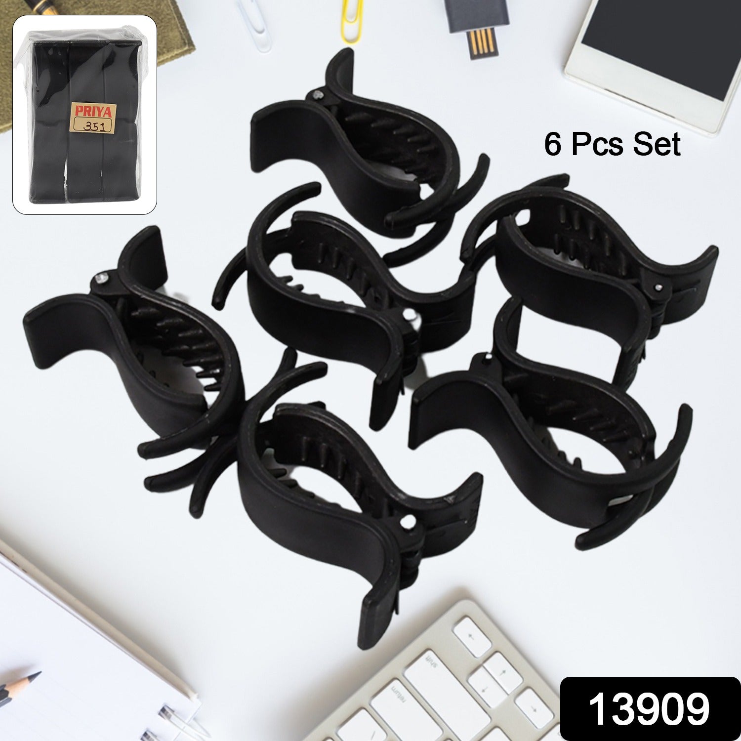 Big Hair Clips For Girls Kids Hair Accessories (6 Pcs Set  Black) Wukusy