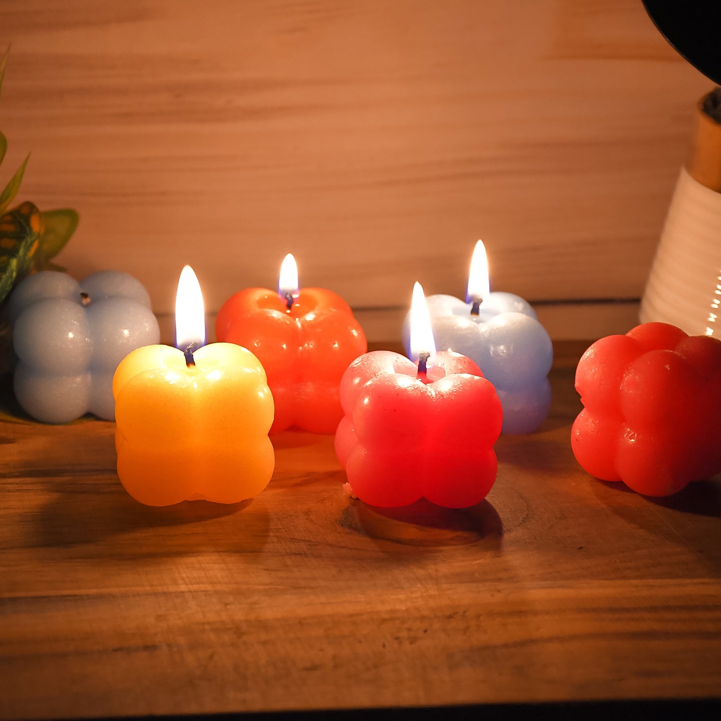 Multicolor Aesthetic Bubble Cube Wax Candles (6 Pc)