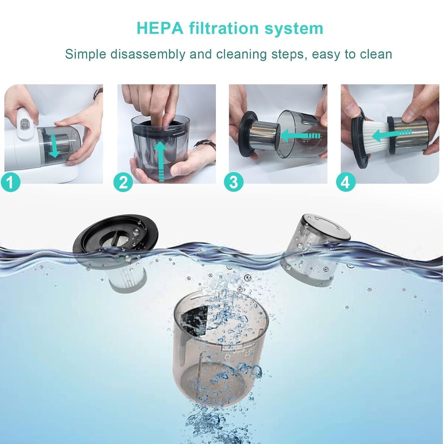 0227 Powerful Suction Portable Handheld Vacuum Cleaner - Low Noise Vacuum Cleaner For Bed - Cordless Vacuum Cleaner For Car Seat Crevices Pillows Mattresses Sofas Wireless Anti Dust And Mite Cleaner Wukusy