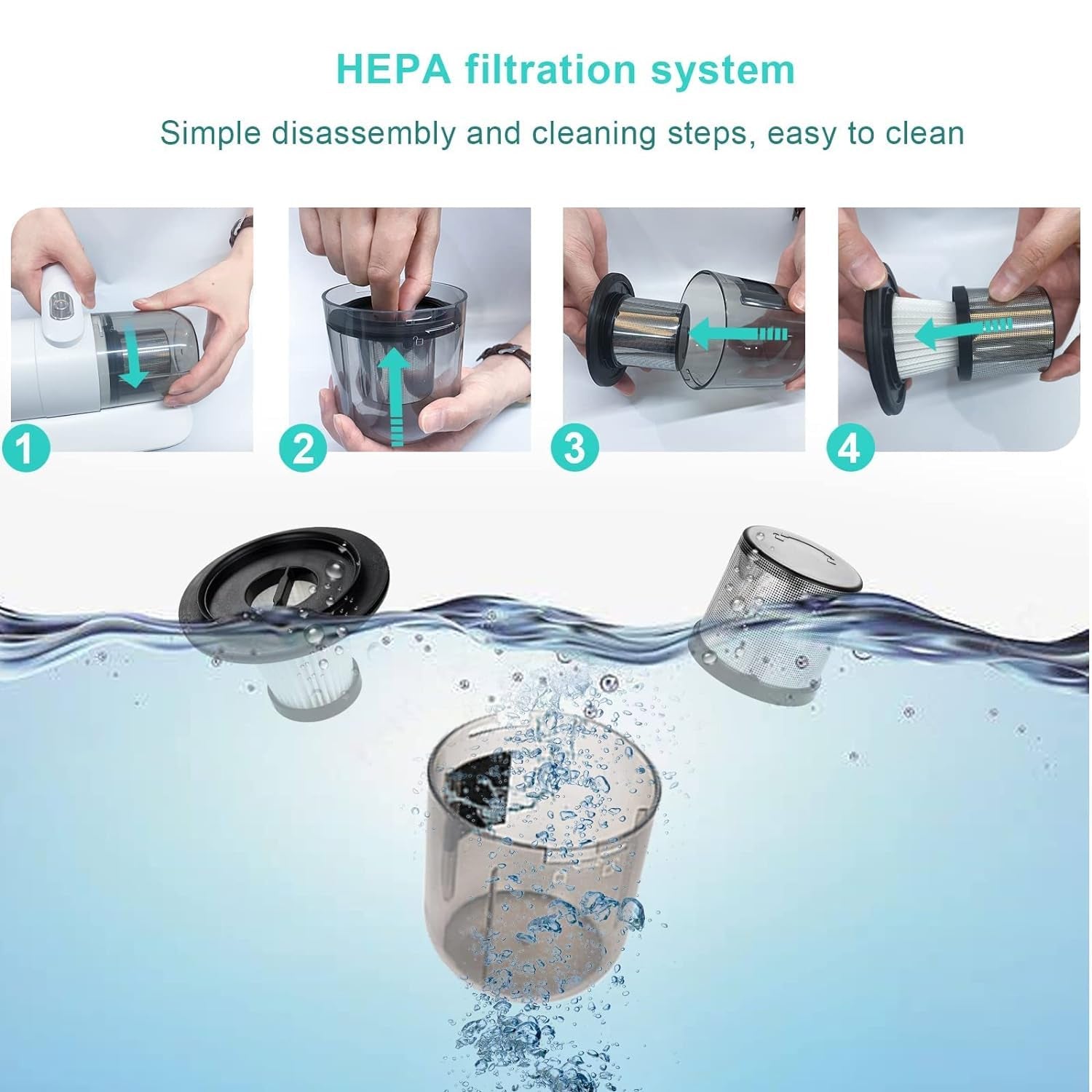 0227 Powerful Suction Portable Handheld Vacuum Cleaner - Low Noise Vacuum Cleaner For Bed - Cordless Vacuum Cleaner For Car Seat Crevices Pillows Mattresses Sofas Wireless Anti Dust And Mite Cleaner Wukusy