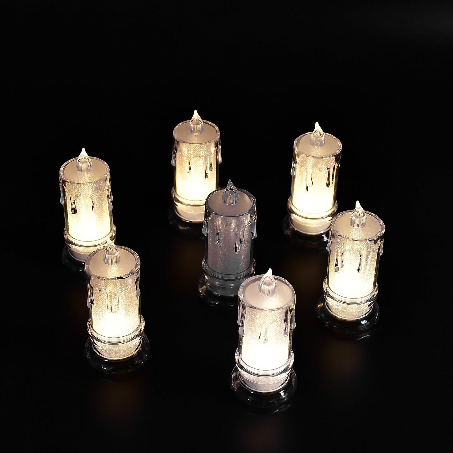 6559 Big Size Flameless Melted Design Candles For Decoration (Set Of 12pc) Wukusy