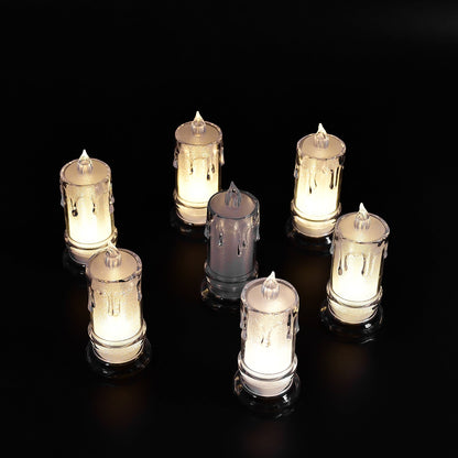 6559 Big Size Flameless Melted Design Candles For Decoration (Set Of 12pc) Wukusy