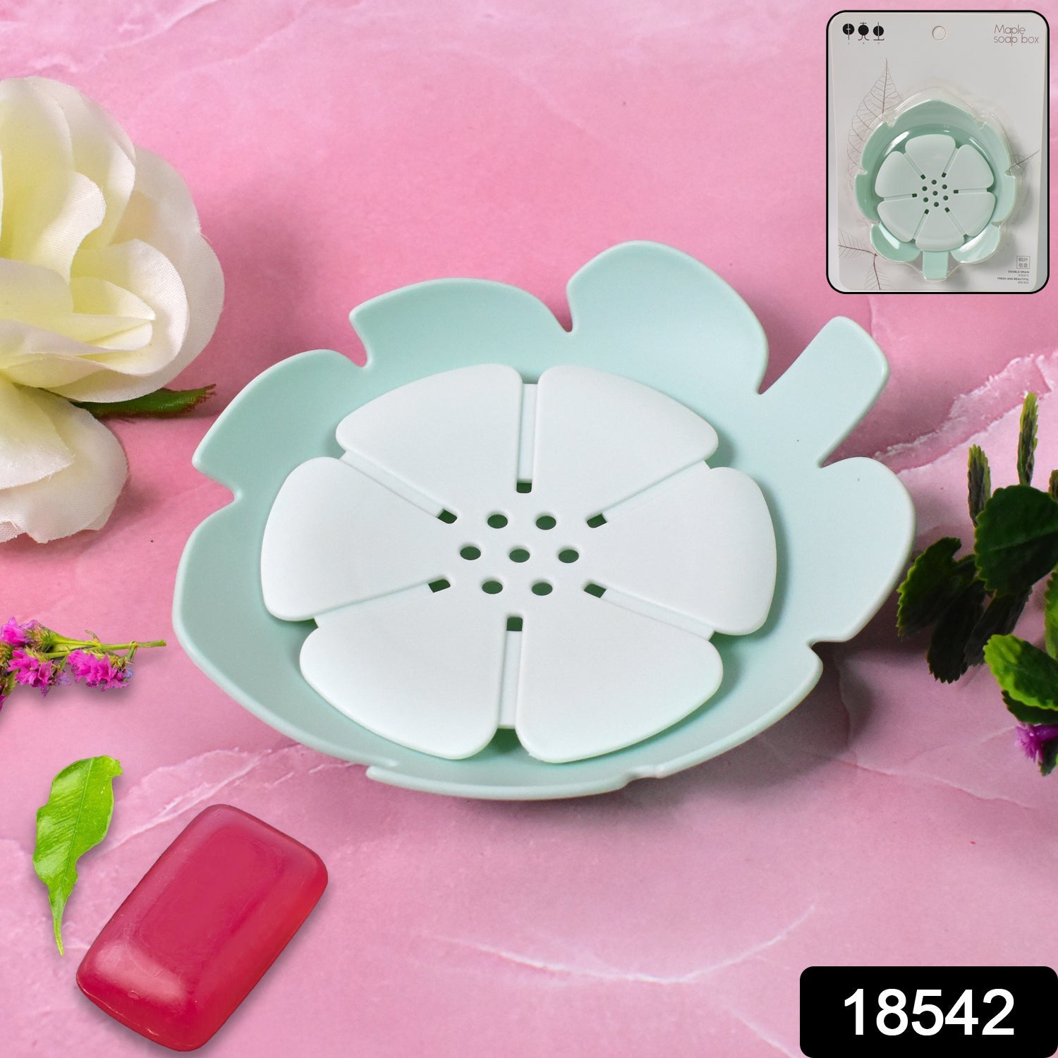 Plastic Flowers Soap Dish Bathroom Accessories Set Shower Gift (1 Pc) Wukusy