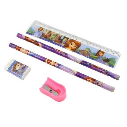 5 In 1 Mix Stationery Gift Set For Kids Stationary Set Including 2 Pencil Ruler Rubber Pencil Sharpener School Office Product Gift (5 Pcs Set) Wukusy