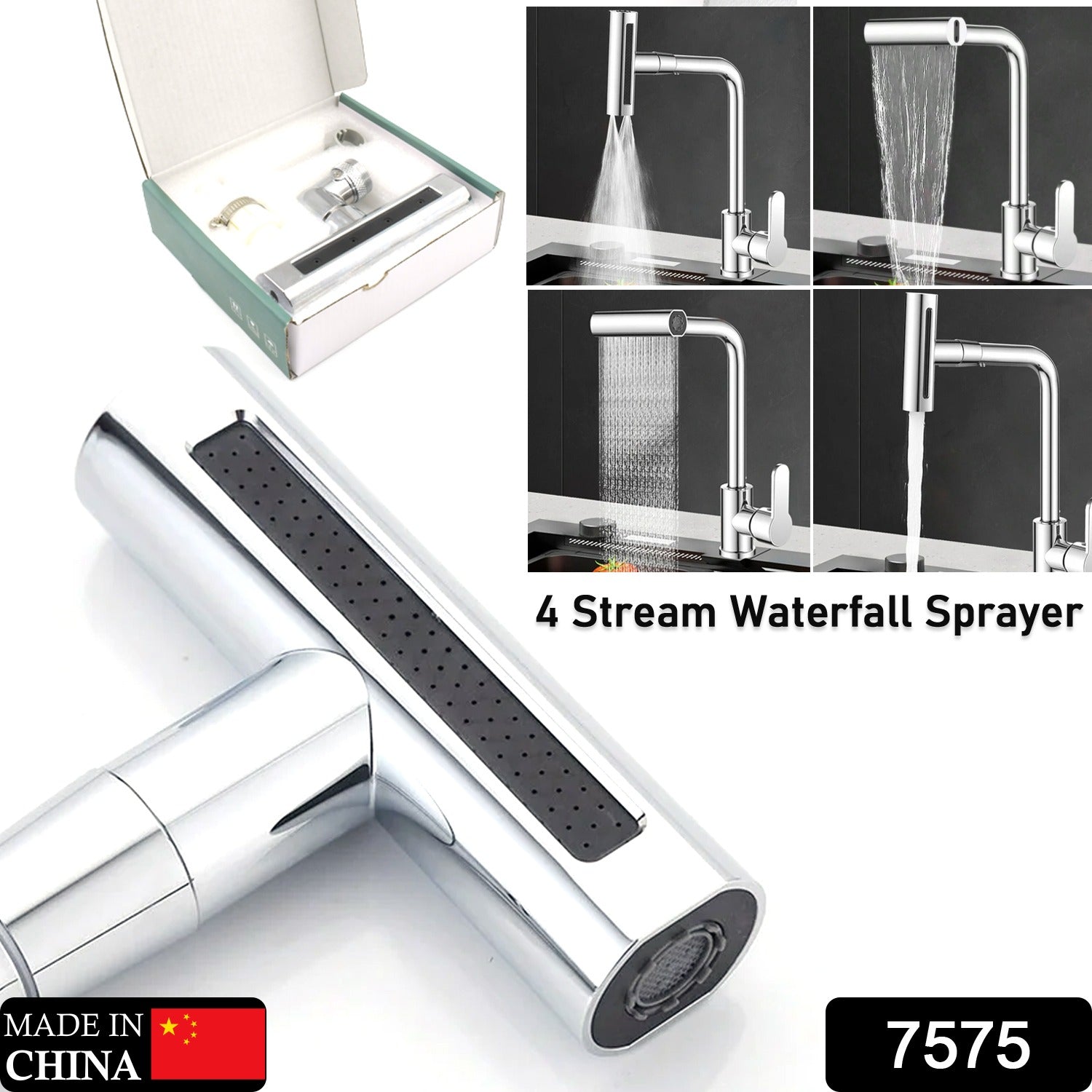 Multifunction Shower Waterfall Kitchen Faucet 360 Rotation Waterfall Kitchen Faucet Touch Kitchen Faucet Faucet Extender For Kitchen Sink Swivel Waterfall Kitchen Faucet For Washing Vegetable Fruit (4 In 1 ) Wukusy