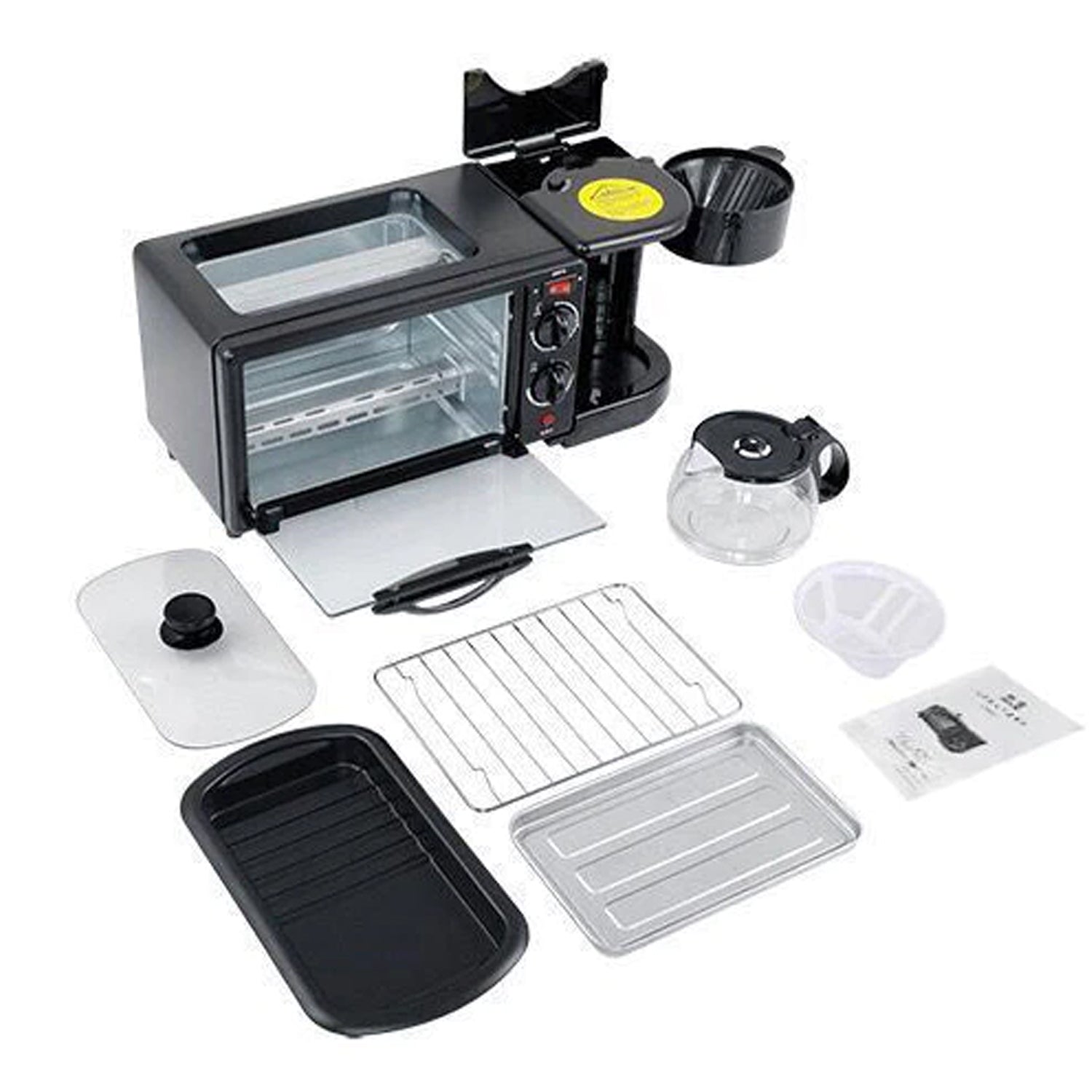 3 In 1 Breakfast Maker Portable Toaster Oven Grill Pan  Coffee Maker Full Breakfast Ready At One Go Wukusy