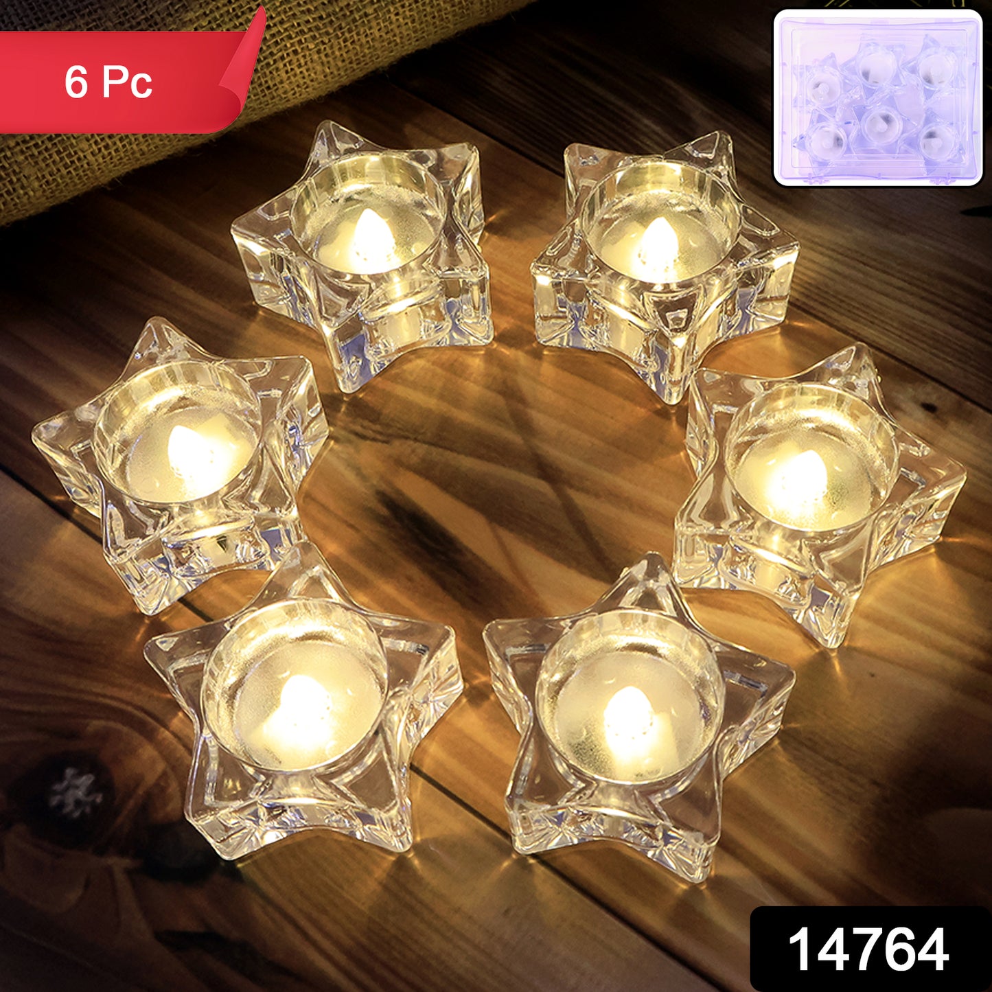 Flameless Star-shaped Led Candles (6 Pc  Set)