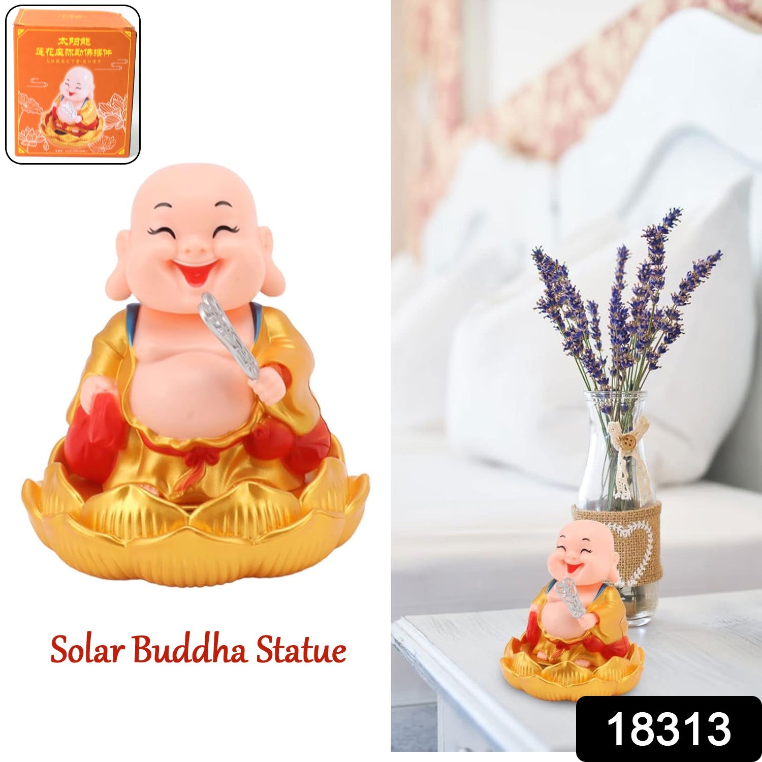 Solar Power Moving Buddha Car Ornament (1 Pc) Wukusy