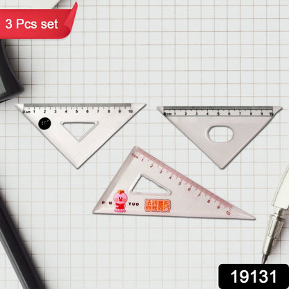 Transparent Plastic Set Square Ruler Kit (3 Pc) Wukusy