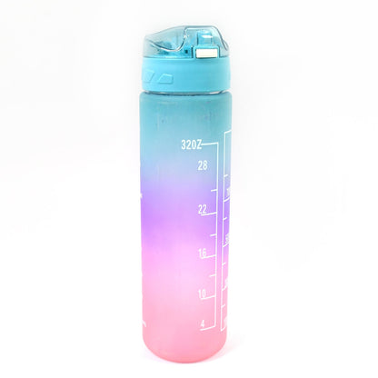 Plastic Colorful Motivational Water Bottle With Straw (900 Ml) Wukusy