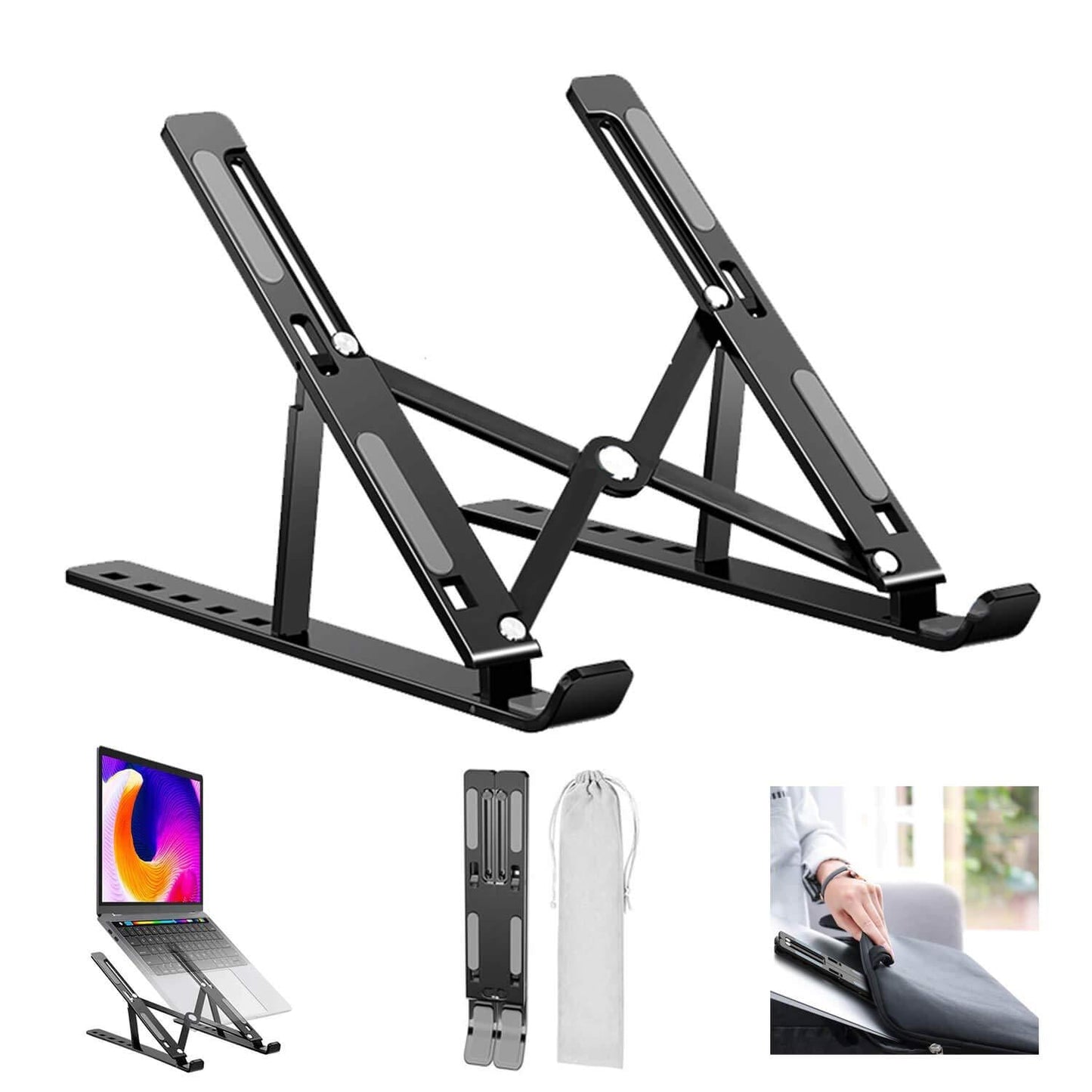 1320 Adjustable Laptop Stand Holder With Built-in Foldable Legs And High Quality Fibre Wukusy