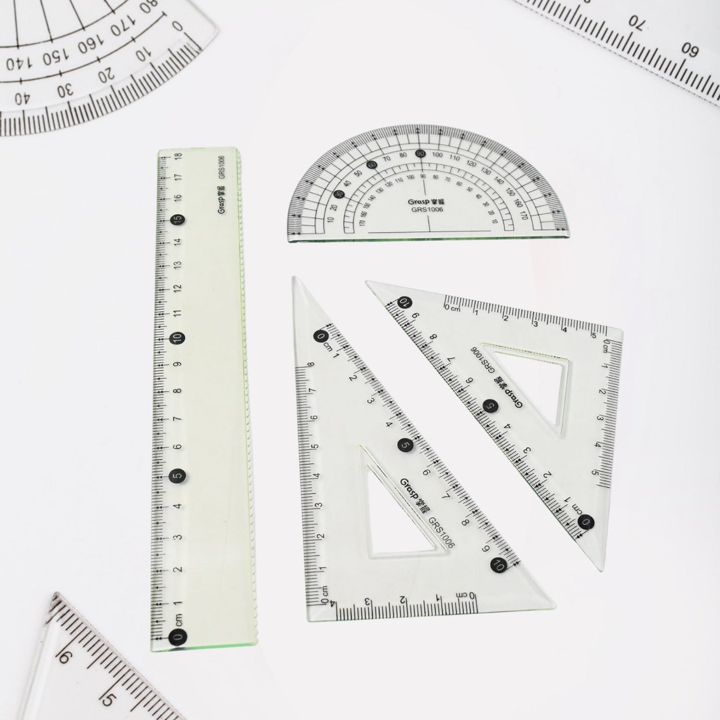 4-piece Geometry Set Triangle Ruler Protractor Straight Ruler Wukusy