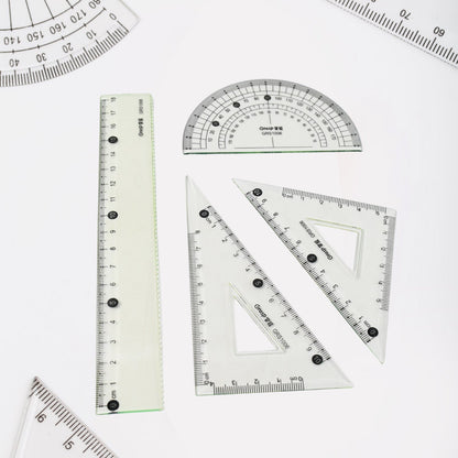 4-piece Geometry Set Triangle Ruler Protractor Straight Ruler Wukusy